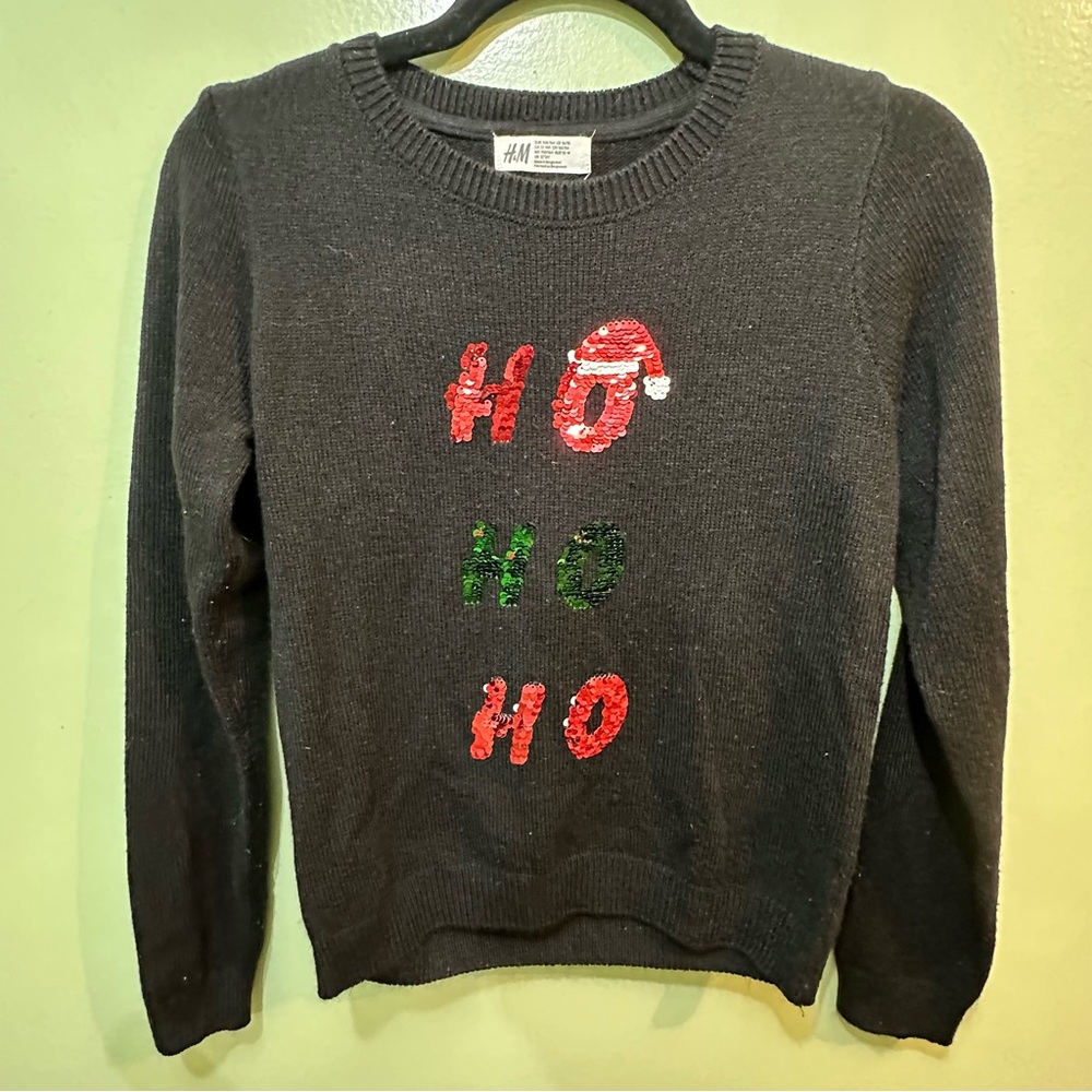 H&M Festive Black Sweater with Red and Green Sequins